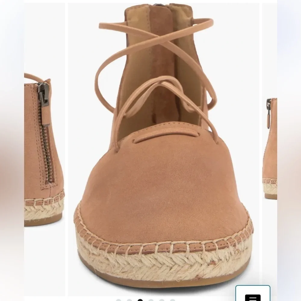 Eileen Fisher Lace Up Espadrilles Sandals Boho Casual Summer Vacation Tan 7.5